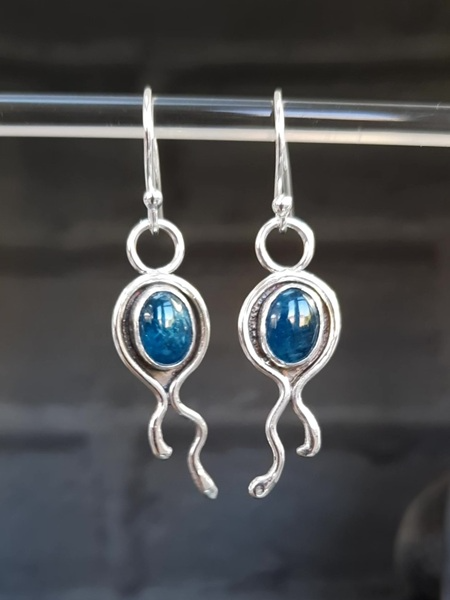 Apatite Nouveau Organic Silver Dangly Earrings
