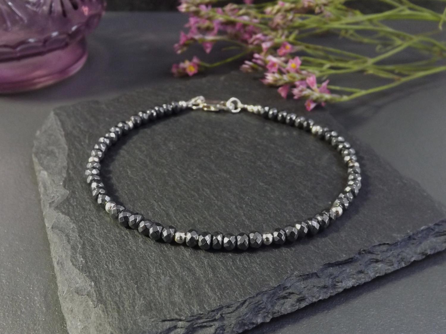 Haematite Silver Bead Bracelet
