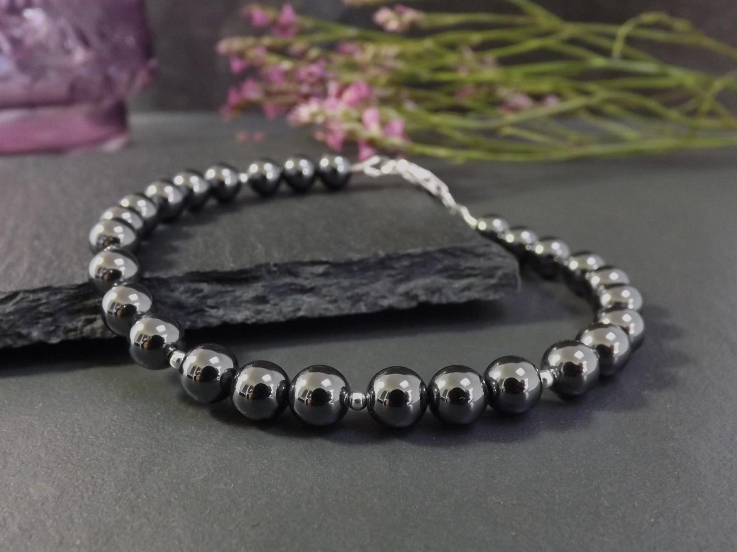 Haematite Silver Bead Bracelet