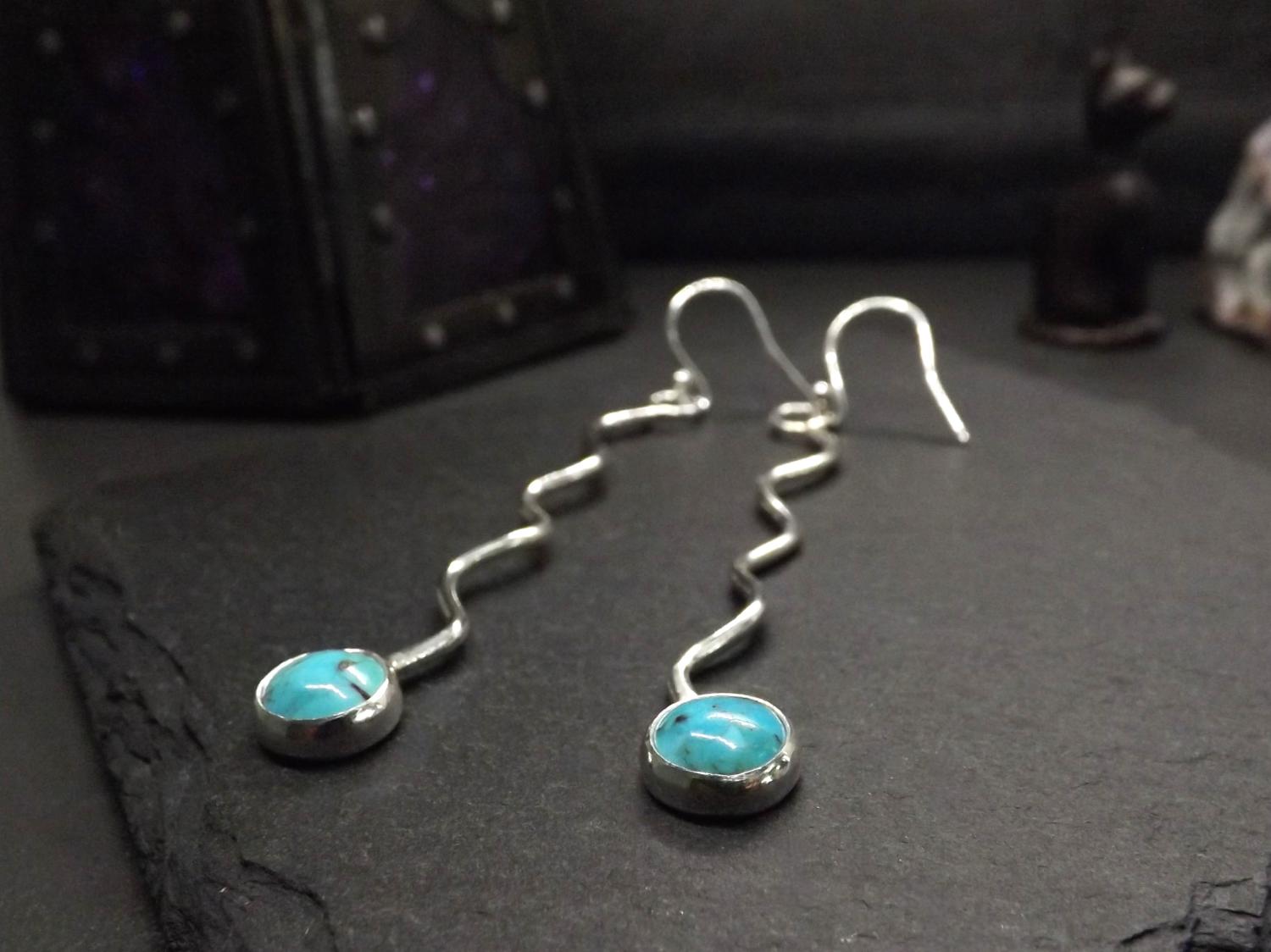 Turquoise Wavy Dangly Earrings