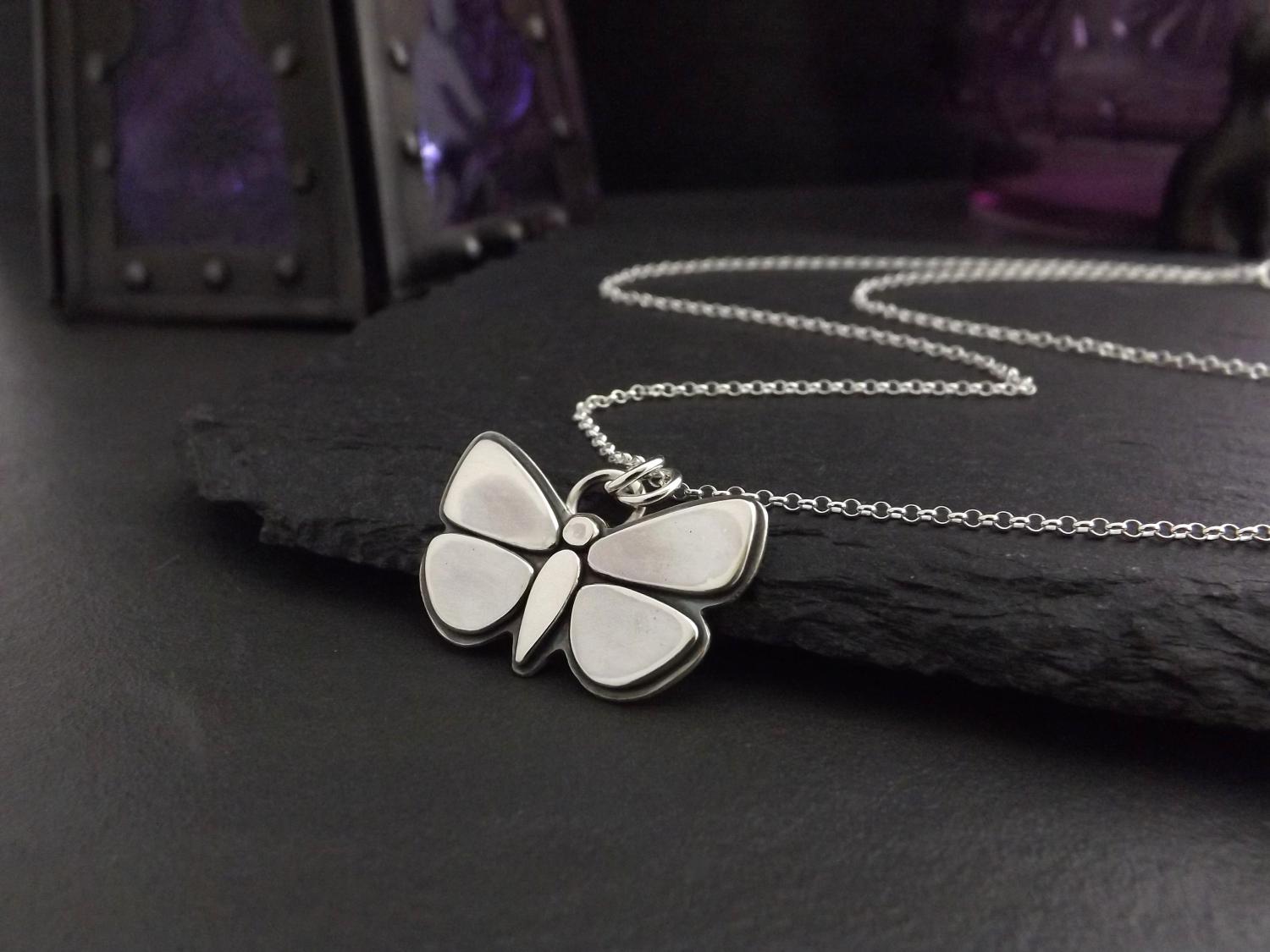 Butterfly Silver Pendant Necklace