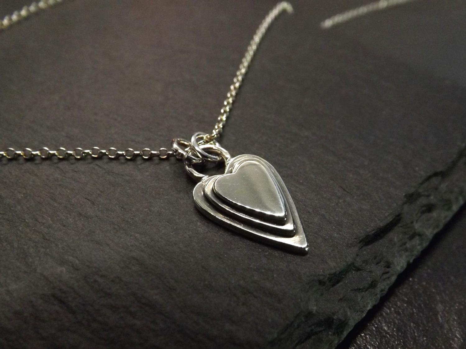 Heart on Hearts Silver Pendant Necklace