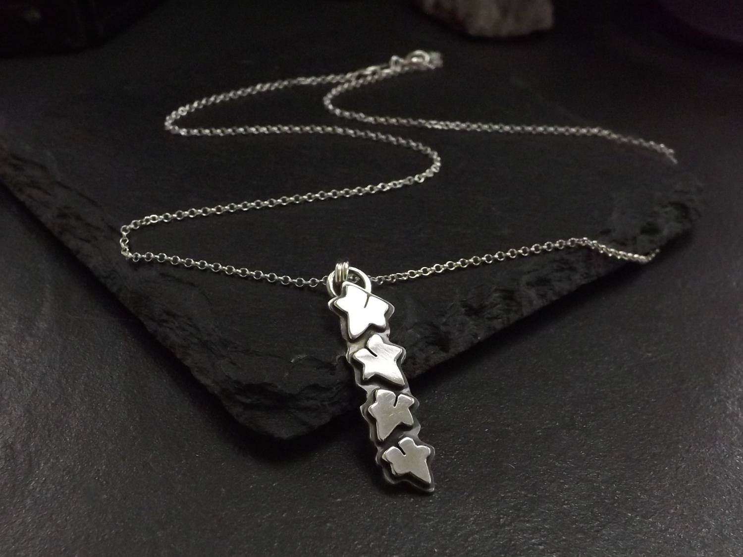 Ivy Leaf Silver Pendant Necklace